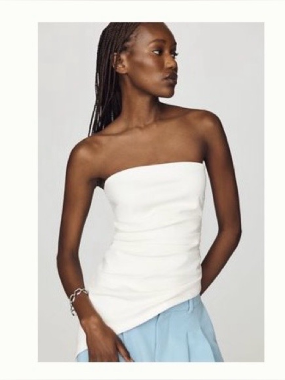 Maeve Asymmetric Tube Top White Size Small